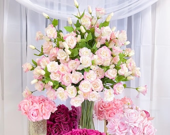 Tall Exclusive Real Touch Pink Lisianthus Centerpiece- 35” XXLarge Flower Arrangement for Foyer Table- Centerpiece-Large French Centerpiece