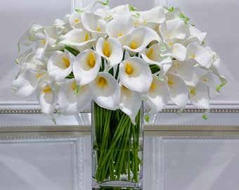 Luxury White Calla Lily Arrangement: Real Touch Faux Floral Centerpiece