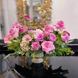 Premium All Real Touch Flowers Arrangement, French Style Purple Floral Decor, Artificial Faux Floral Centerpiece, Real Touch Flowers in Vase