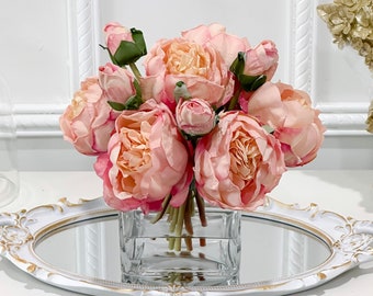 Finest Artificial  Pink Peony Arrangement | EverlastingArtificial Flower |Wedding/Occasion/Home Decoration |, Faux Silk Peony Centerpiece-