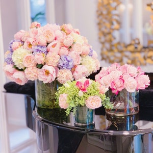 Set Of 3 Table Centerpiece Arrangements-Lobby Centerpieces-Faux Flower Arrangement-Modern Artificial Flower Arrangement Contemporary Decor