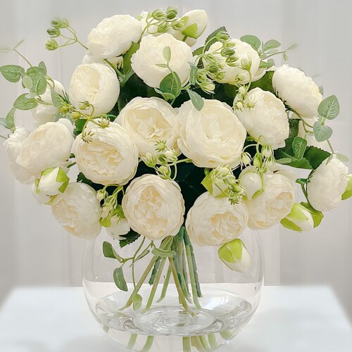 14 Large Arrangementwhite Peony Artificial Flower Etsy
