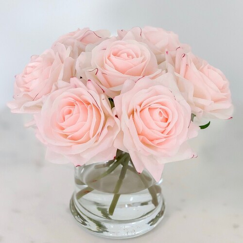 Light Pink Real Touch Flowers Blush Pink Silk Flowers Roses Etsy