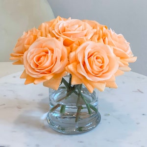 Orange Arrangement-Fall Centerpiece-Roses Real Touch Flower Arrangement-Rose Arrangement-Artificial Rose Flower Arrangement-Centerpiece