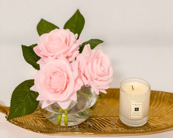 Pink Roses-Blush Roses- Real Touch Rose Flowers Arrangement-Centerpiece-Floral Arrangement-Faux Rose-Fall Arrangement