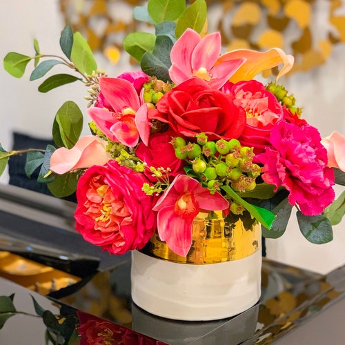 Champagne Tulip Bouquet Real Touch Tulips Artificial Flower 20 Etsy