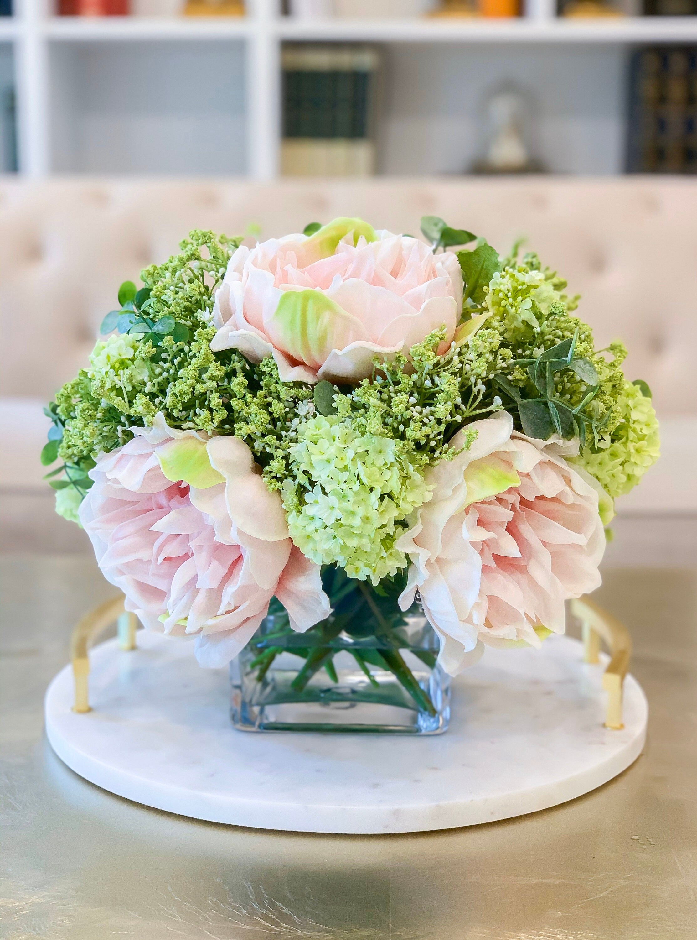 Large Pink Rose Peony Centerpiece – Flovery