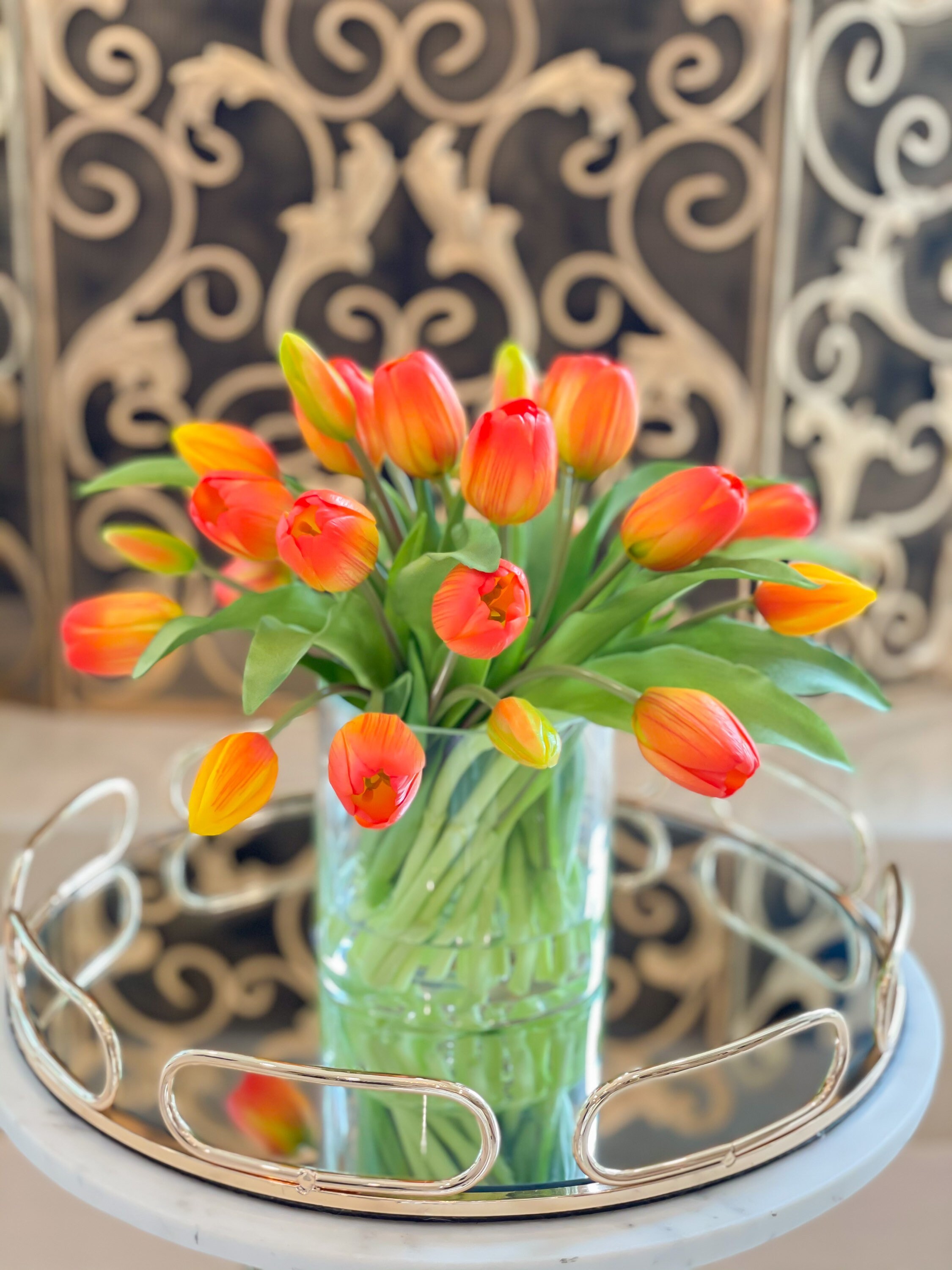 Orange Tulip CenterpieceFaux Orange ArrangementFaux Orange Etsy