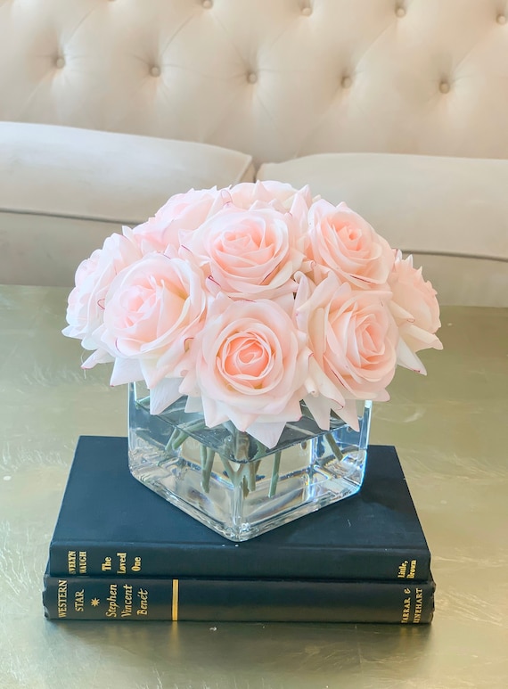 Silk Faux Faux Arrangement-ivory Rose Roses Centerpiece Touch Faux Pink Arrangement-real Israel - Flowers Arrangement-artificial Rose Etsy