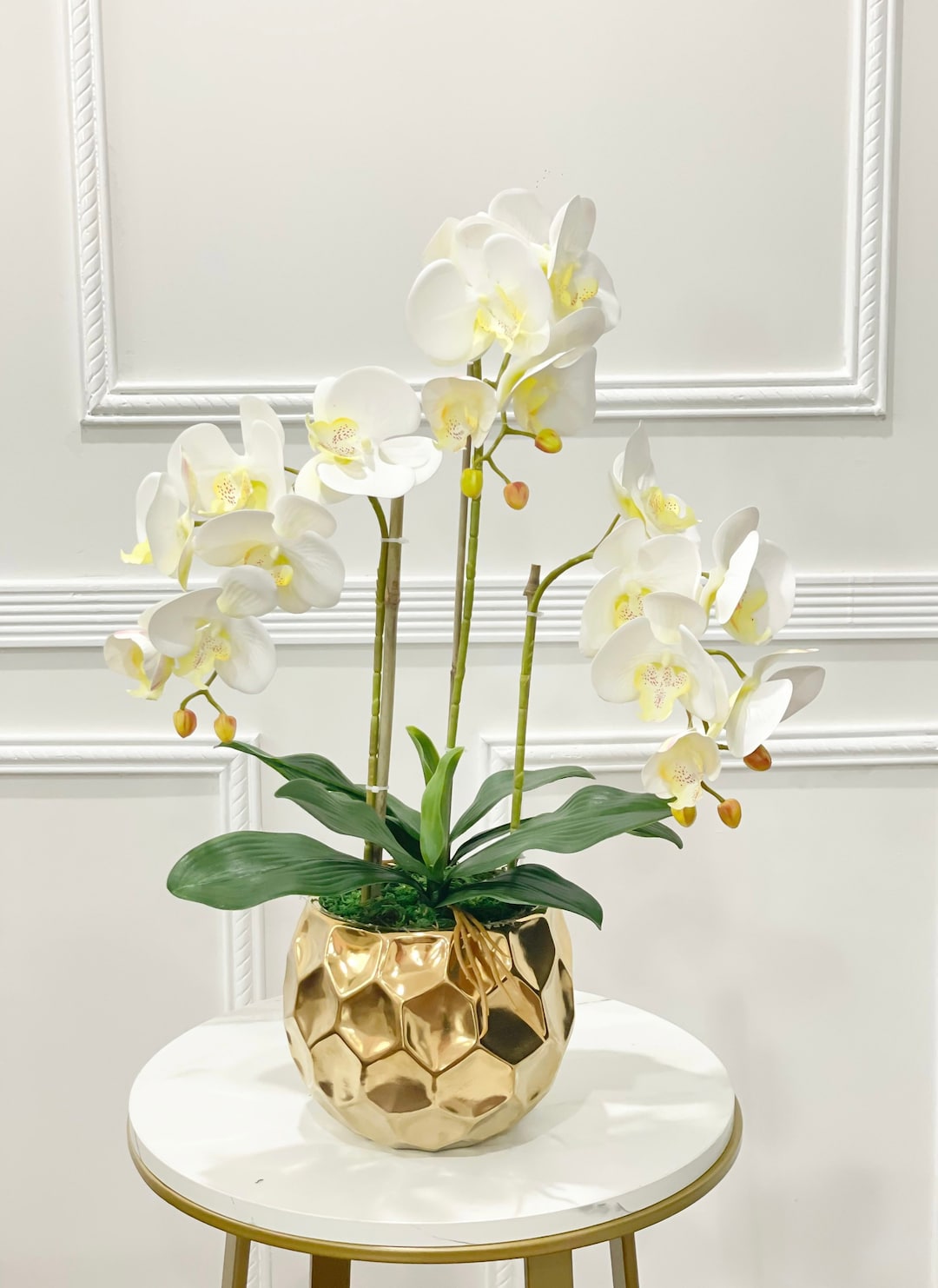 White Silk Orchid Arrangement W/ 3 Stems Phalaenopsis Orchids Using