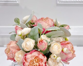 Hobyhoon Ranunculus - 2 bouquet di peonie artificiali, fiori artificiali