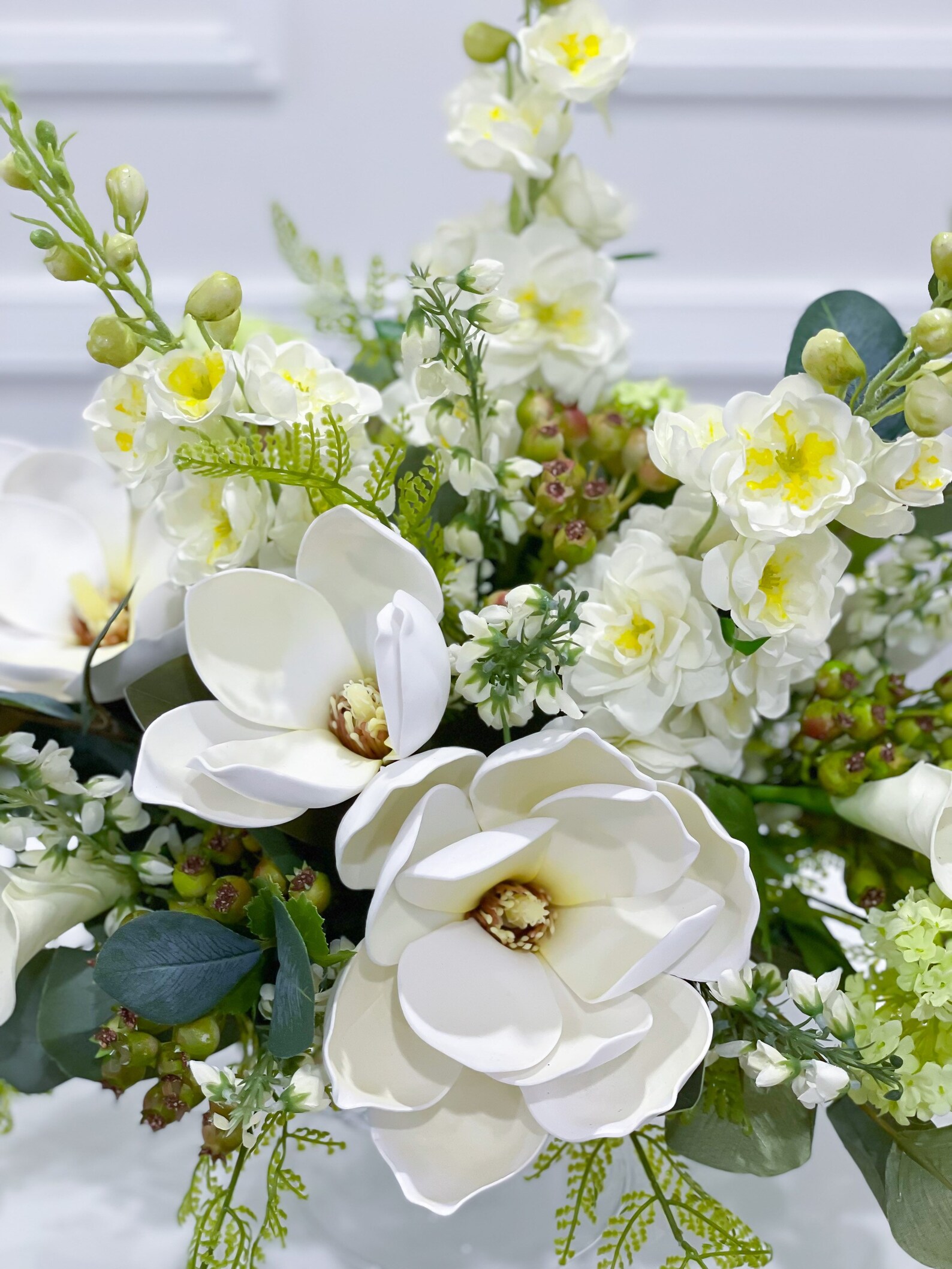 Large Real Touch Silk Magnolia Floral Arrangementlong Table Etsy