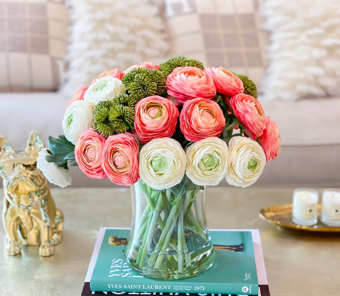 Large Premium Finest Artificial Ranunculus Arrangement Etsy