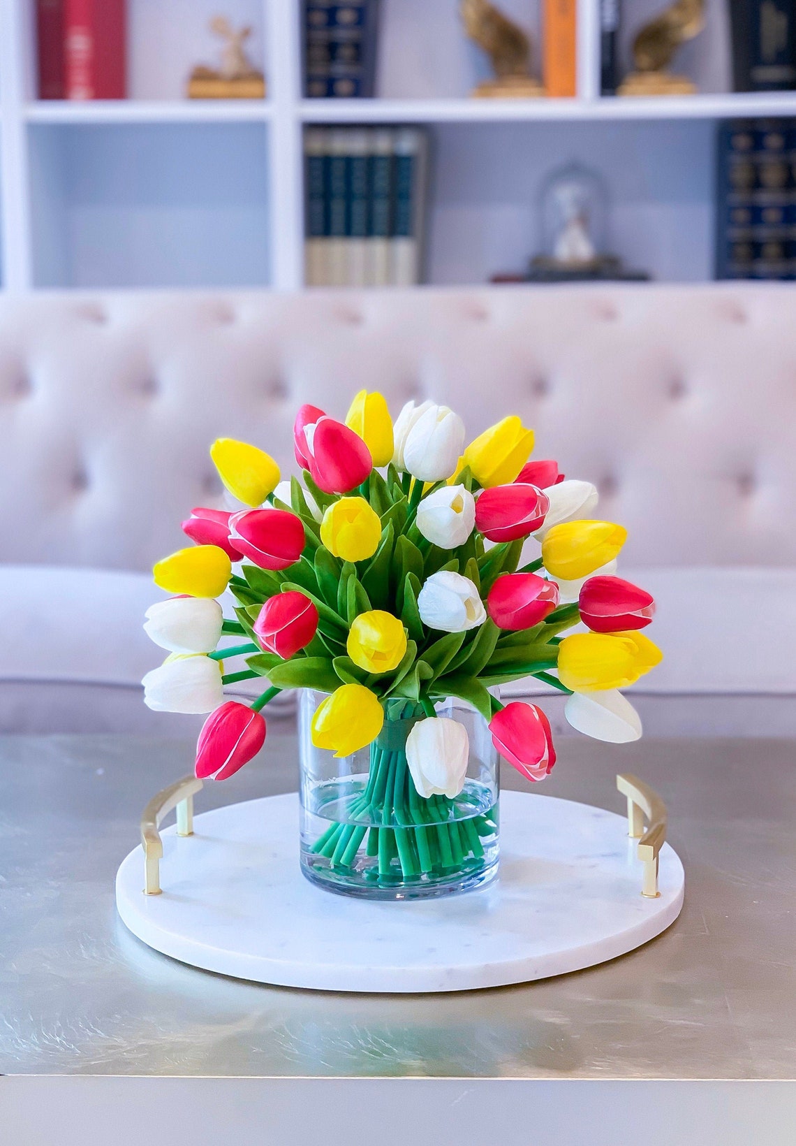 Real Touch Tulip Centerpiece in Vase Real Touch Tulips Etsy