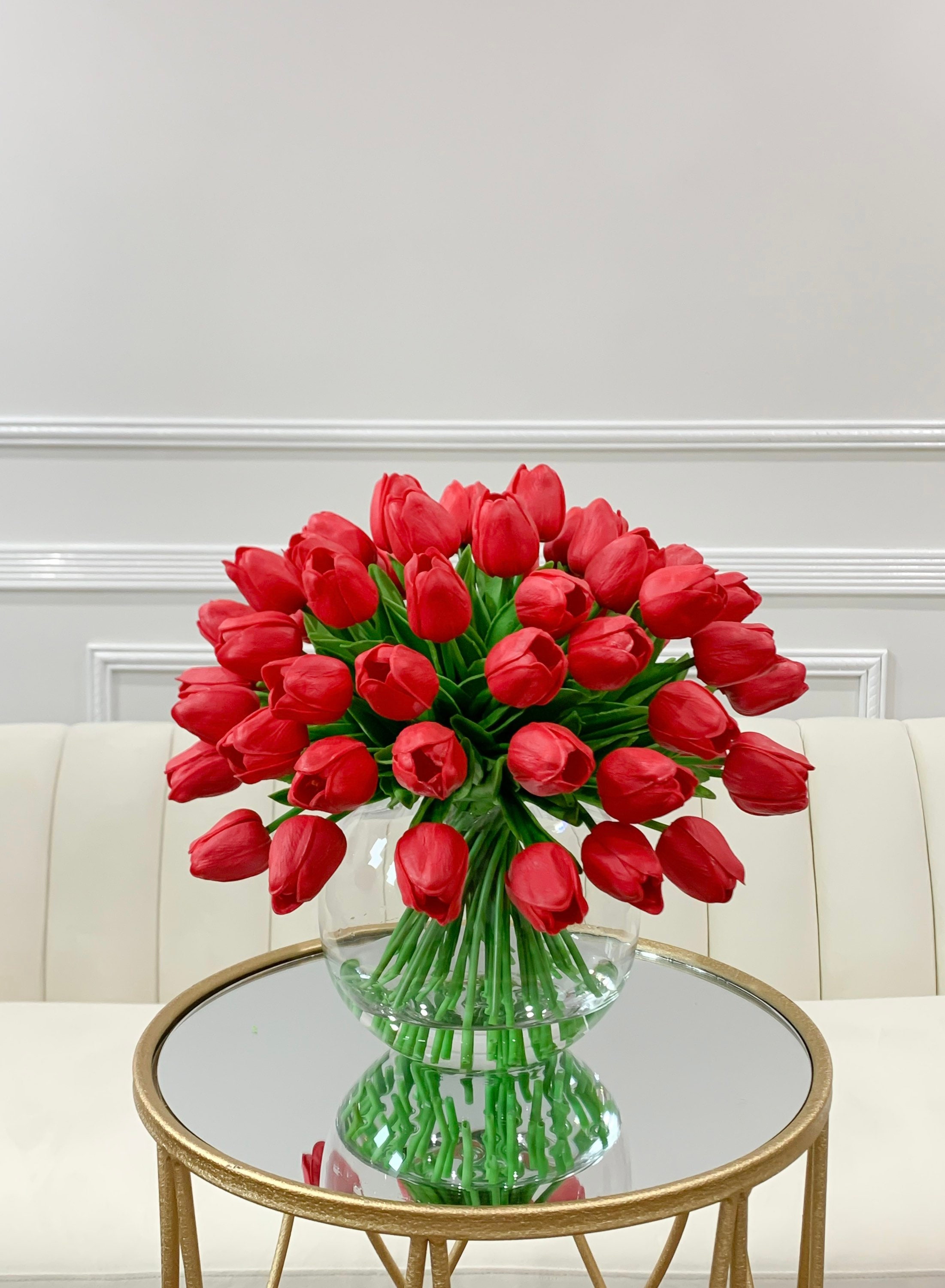 30 Tulipani Artificiali Nubry - Fiori Finti Realistici In PU Con Stelo In Filo D'Acciaio - Bouquet Fiori Per Matrimonio, Centrotavola E Decorazione Casa (Rosa Chiaro)