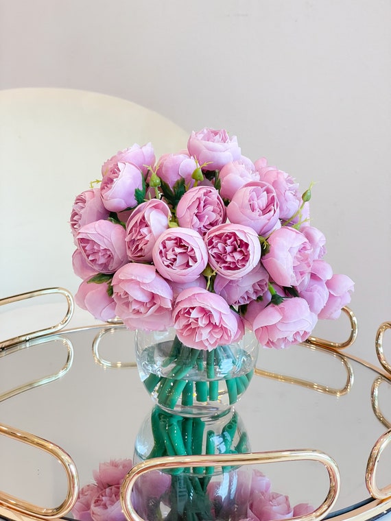 Pink Arrangement Arrangement-54 Small Arrangement-artificial Faux Etsy Silk Flowers - Peonies Peony Decor Modern Centerpiece-silk Arrangement-home