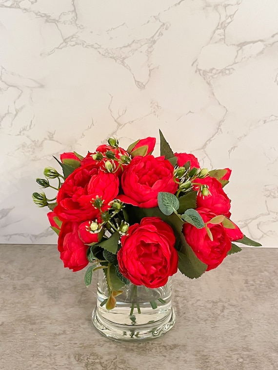 Zythrem Fiori Finti per Decorazioni Peonie fiori artificiali Realistici Peonie Finte Realistiche Margherite Finte di Seta per Decorazione Della Tavola di Nozze Centrotavola per Cucina