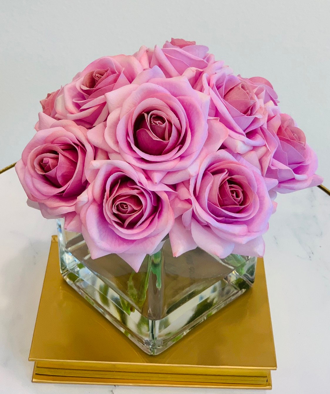 Purple Real Touch Flower Arrangementrose Arrangementreal Etsy