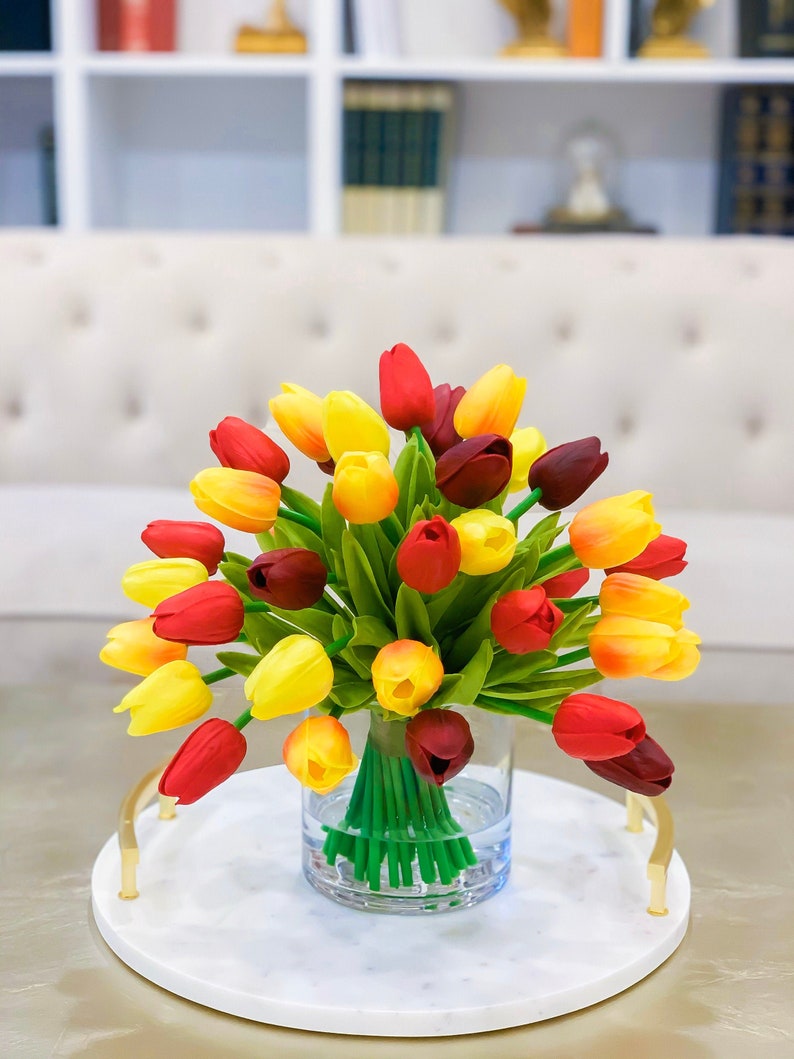 Real Touch Tulip Centerpiece in Vase Real Touch Tulips Etsy