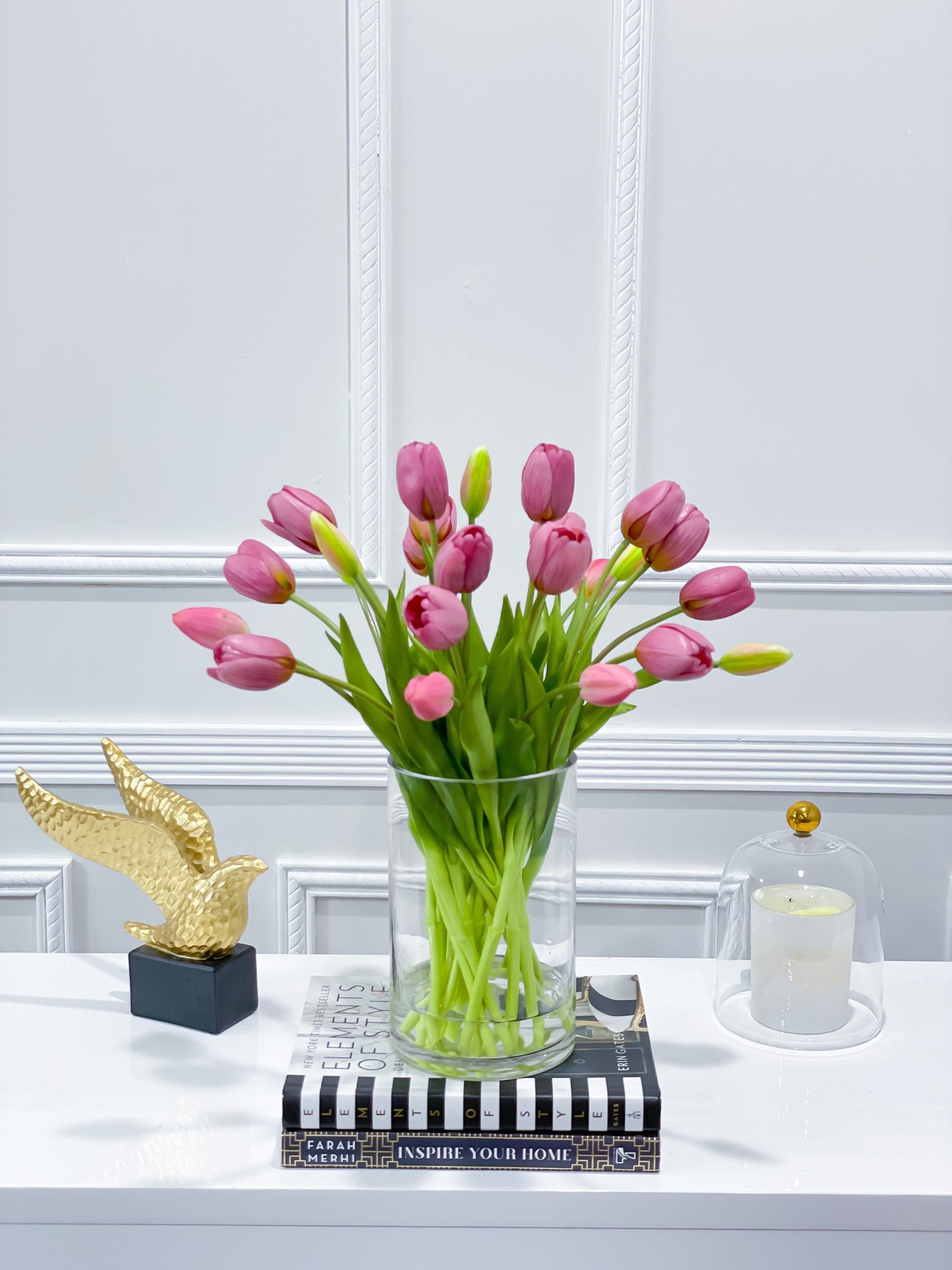 Tulipano Artificiale In Vaso Klocke - Altezza 26 Cm - Fiore Aperto Color Crema - 2