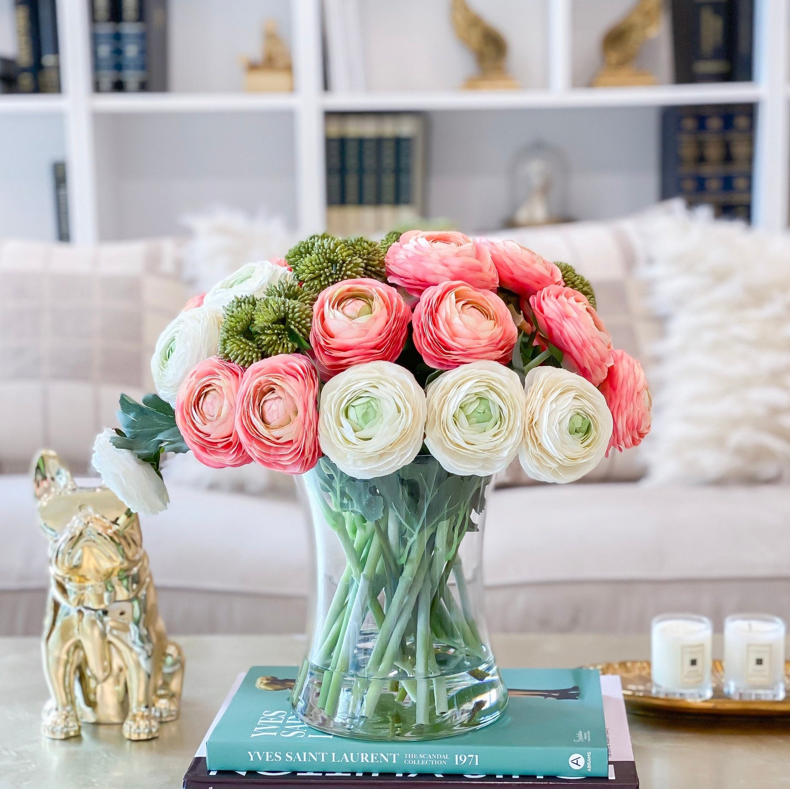 Large Premium Finest Artificial Ranunculus Arrangement Etsy