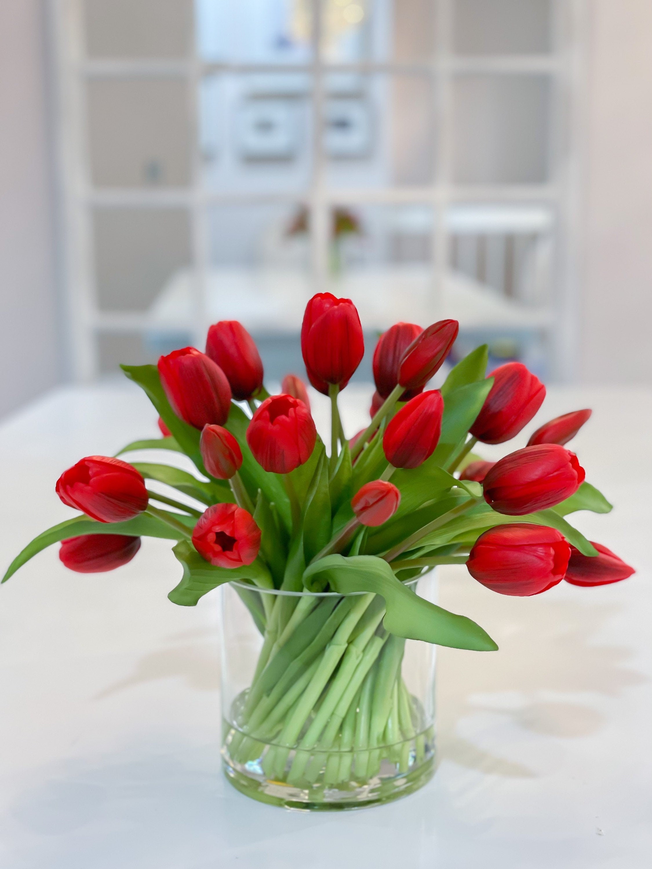 Tulipani artificiali lux rosso per composizioni floreali con fiori finti