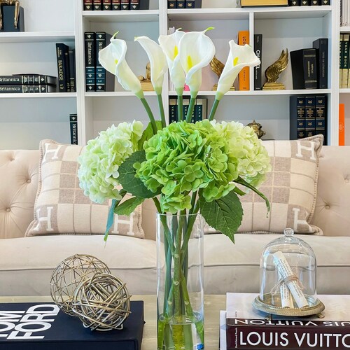 White Calla Lily Centerpieceorchid Arrangementreal Touch Etsy