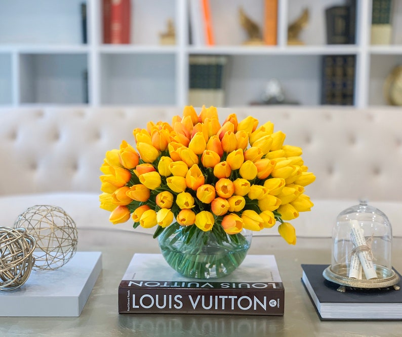 XX Large 100 Real Touch Tulips Flower Arrangementyellow Etsy