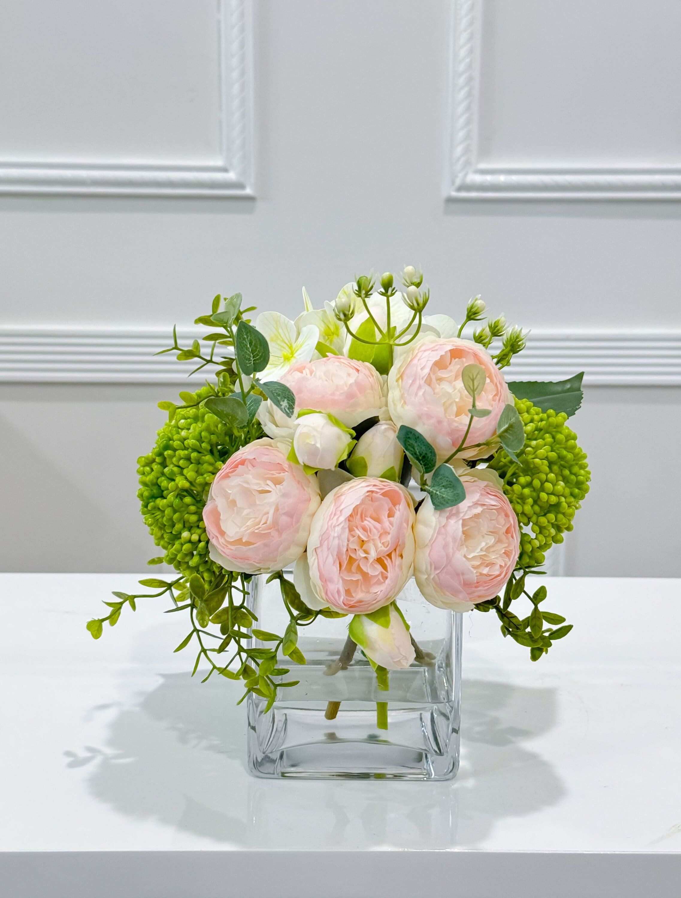 Set di 36 eleganti infiorescenze di ortensie rosa in tessuto con * * per matrimoni, centrotavola e decorazioni per la casa