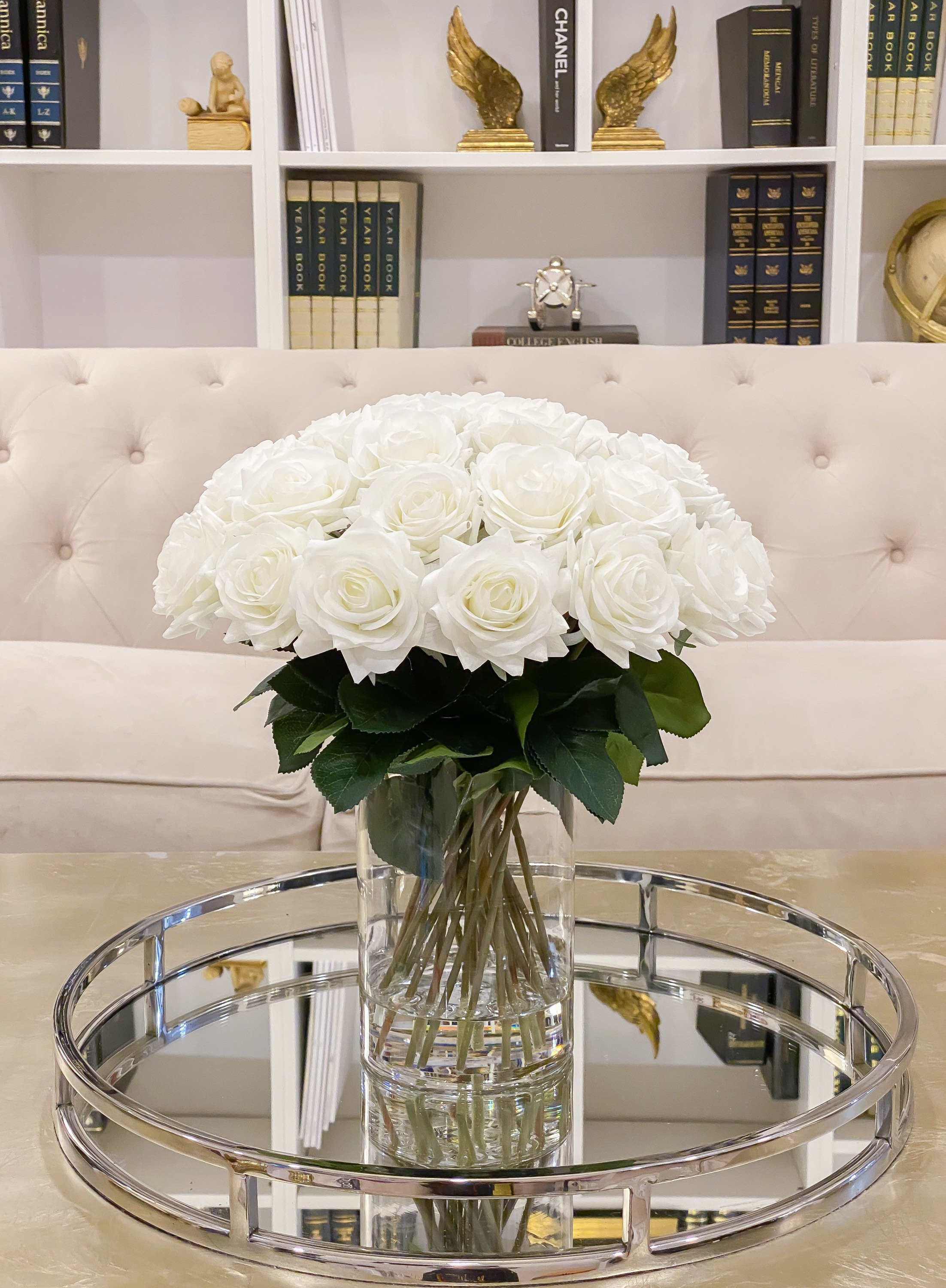 White Roses Flower Arrangement-large Rose Arrangement Real 