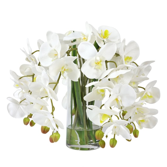 Real Touch Faux Orchid Centerpiece: Modern Floral Arrangement