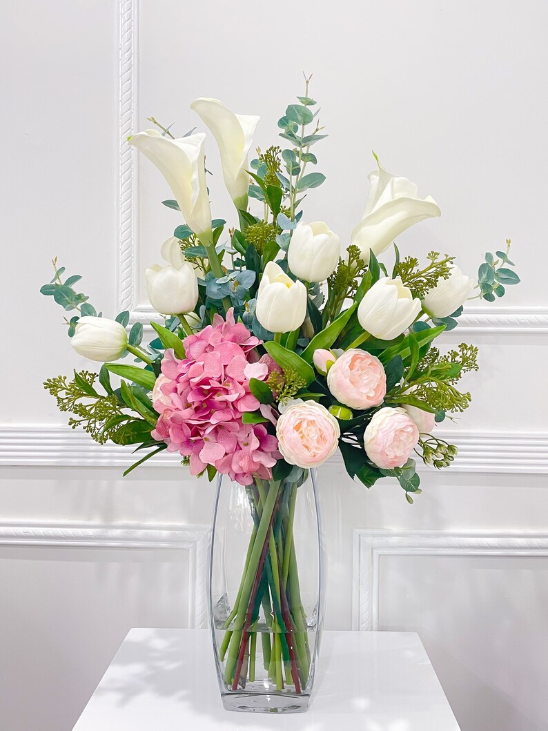 Tall Real Touch Floral Arrangement for Foyer Tablelarge Etsy