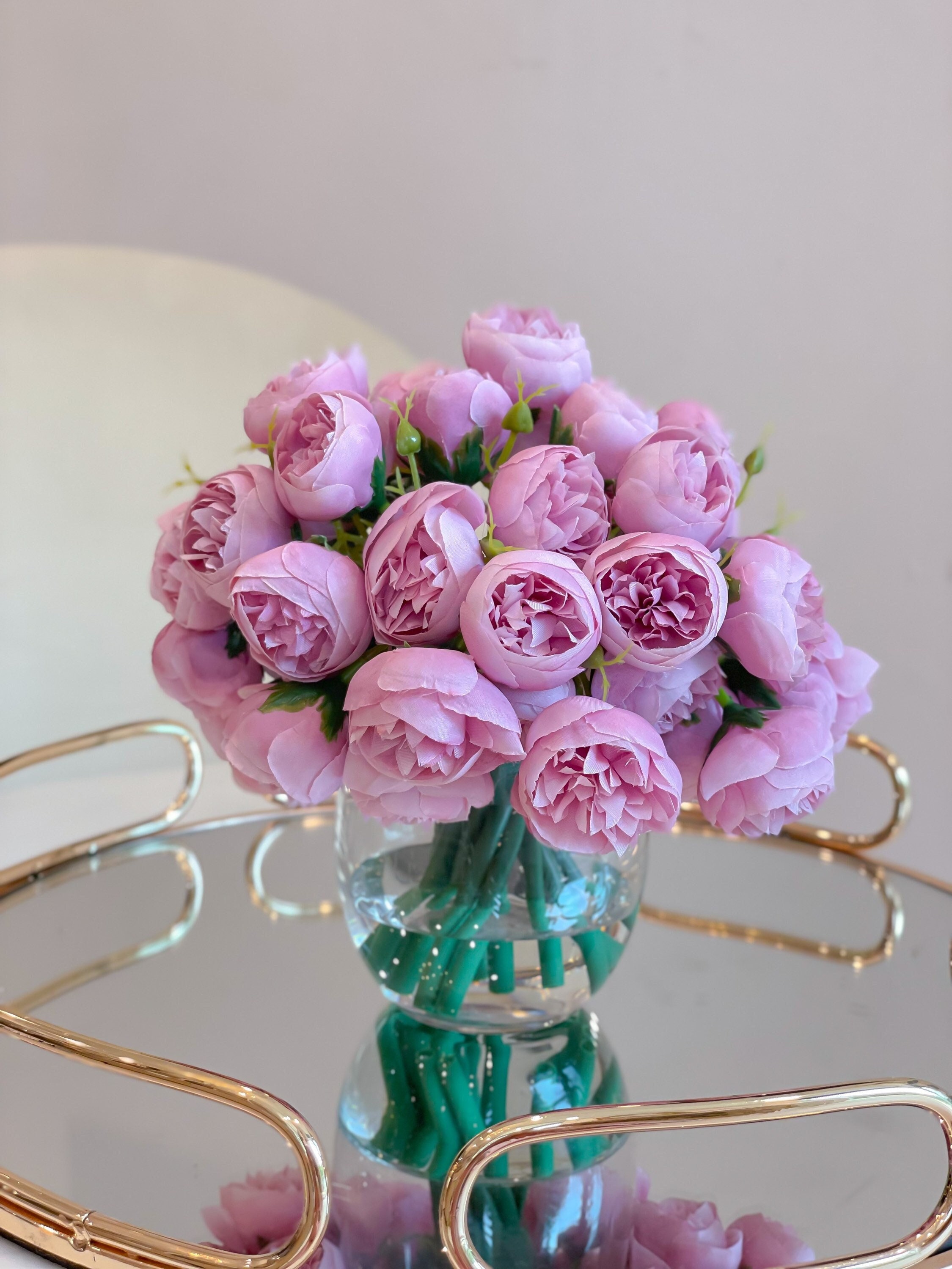 Pink Peony Arrangement-54 Silk Flowers Modern Etsy Small Centerpiece-silk Faux Decor Arrangement-home - Arrangement Arrangement-artificial Peonies