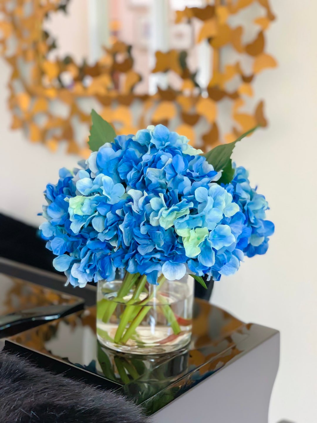 Blue Hydrangea Arrangement-real Touch Flower Arrangement-premium Floral