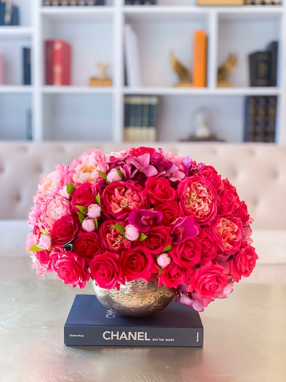 Fiori artificiali con vaso, rose realistiche ortensie in seta, composizioni  floreali finte di eucalipto in vaso per decorazione della casa, tavolo da