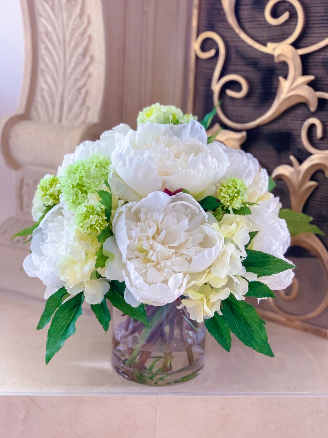 All Real Touch Peonies Arrangement Large Real Touch Flower Etsy