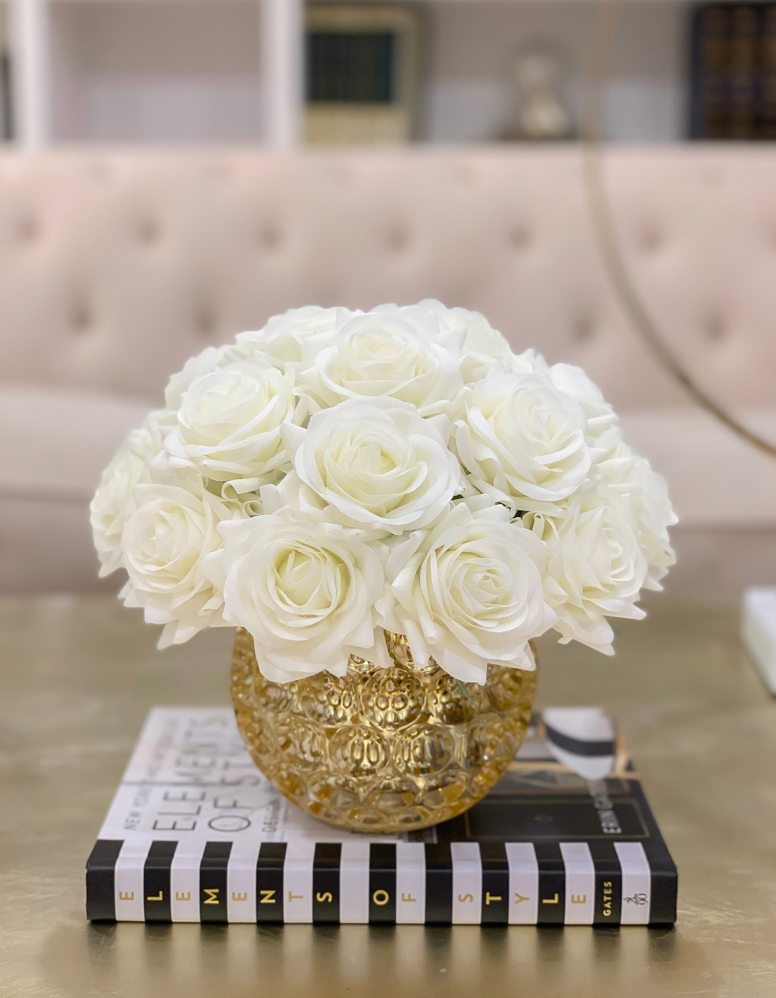 Rose Centerpiecereal Touch Rose Gold Centerpiecelarge Etsy