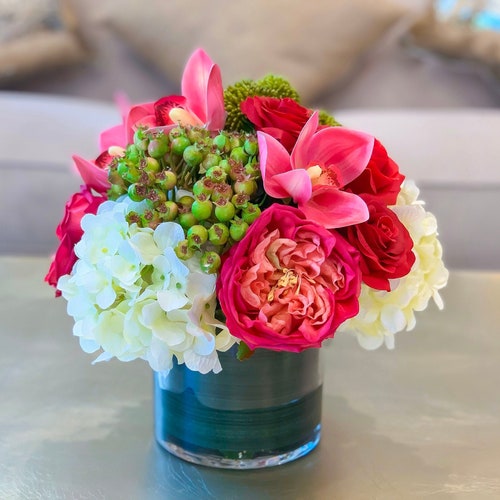 Real Touch Rosesflower Arrangementsilk Flowers in Home Etsy