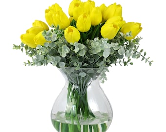 Real Touch Tulip Centerpiece: Modern Floral Arrangement