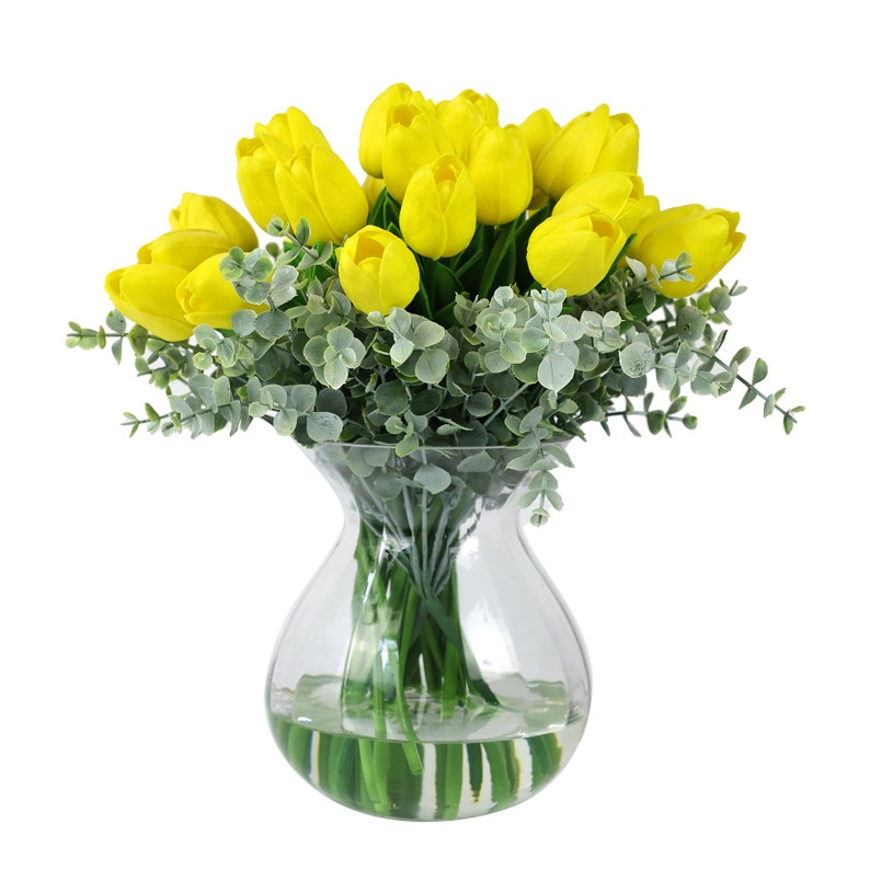 Real Touch Tulip Centerpiece, Spring Floral Arrangement, Tulips Flower Arrangement, Tulips Table Centerpiece, Modern Real Touch Arrangement image 1