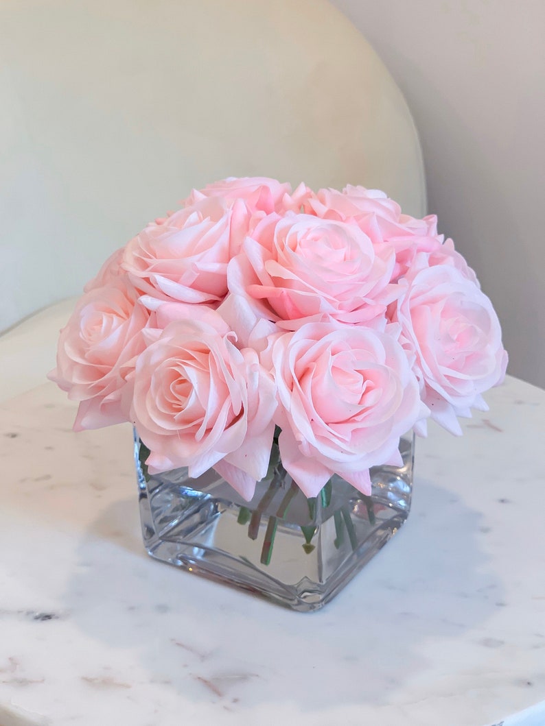 Pink Faux Rose Arrangementivory Faux Rose Arrangementreal Etsy