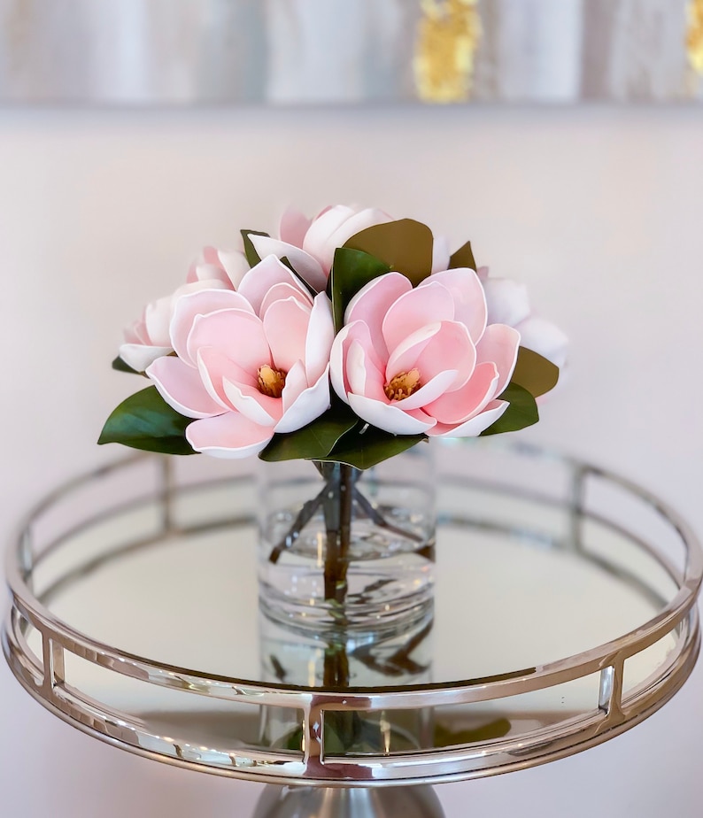 Artificial Flowers in Vasereal Touch Magnolia Flower Etsy