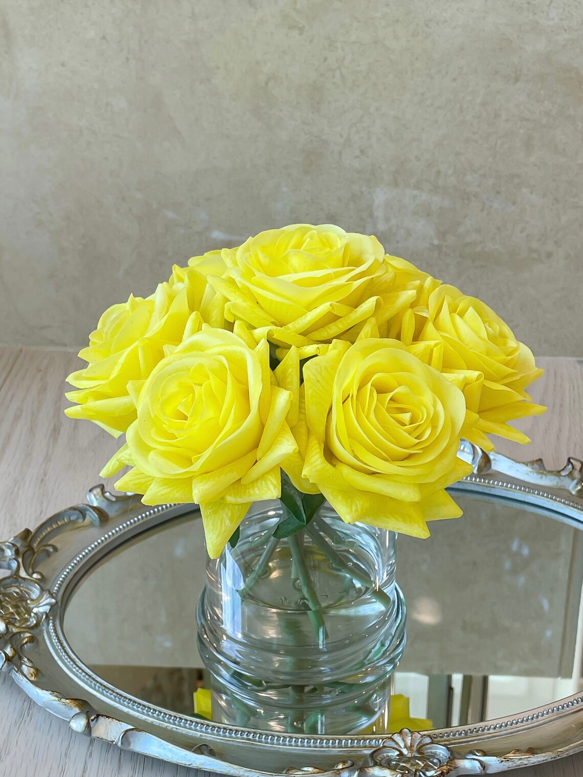 REAL TOUCH Yellow Flower Arrangementrose Floral Etsy