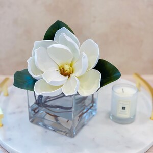 Magnolia Flower Arrangement-Premium Magnolia Floral arrangement-Magnolia Centerpiece-Faux REAL TOUCH Cream Magnolia Magnolia Arrangement image 4