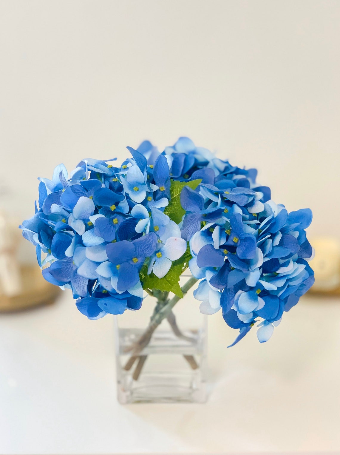 REAL TOUCH Flower Arrangement Blue Hydrangeareal Touch Etsy