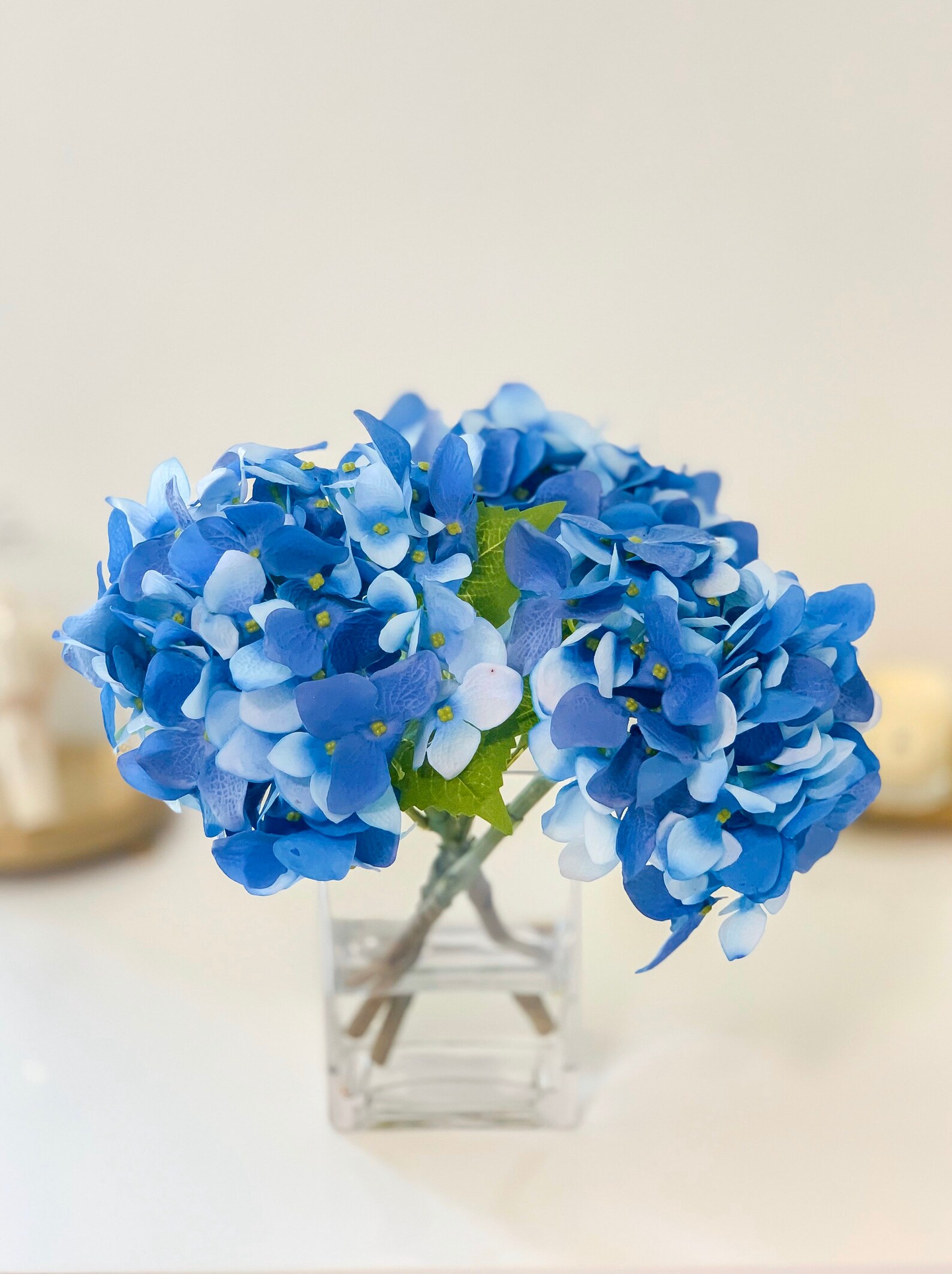 REAL TOUCH Flower Arrangement Blue Hydrangeareal Touch Etsy