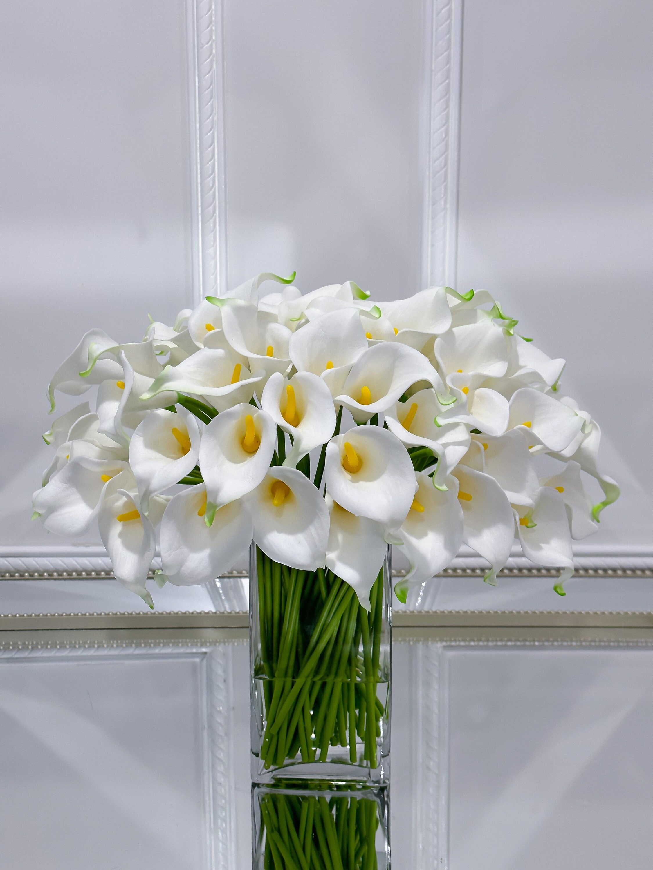 Luxury White Calla Lily Arrangement: Real Touch Faux Floral