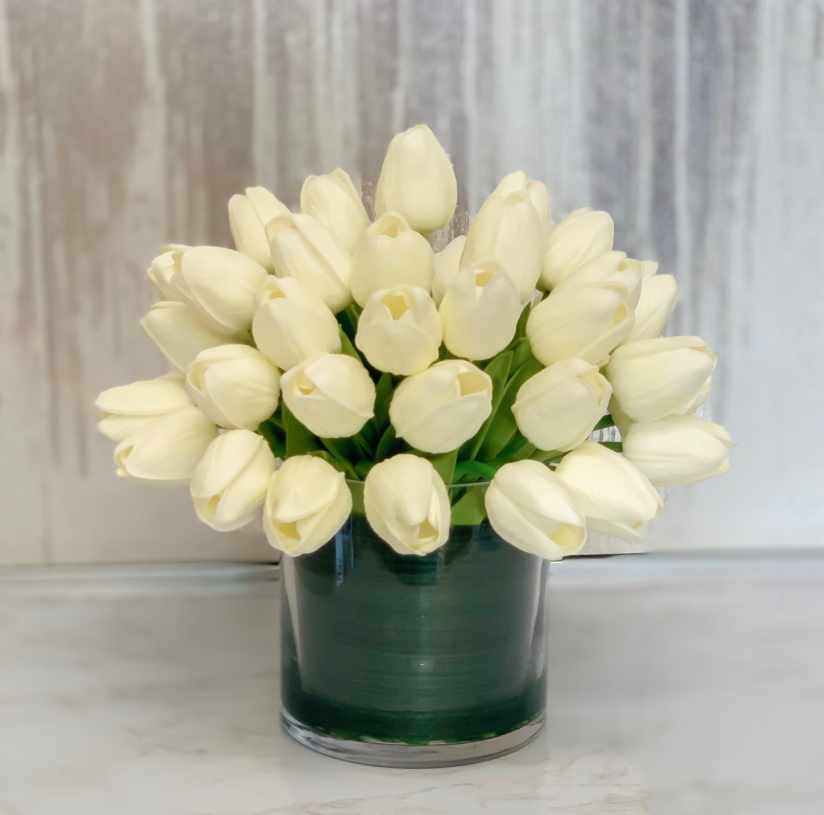 White Tulip Real Touch Flower Arrangementreal Touch Tulip Flowersreal