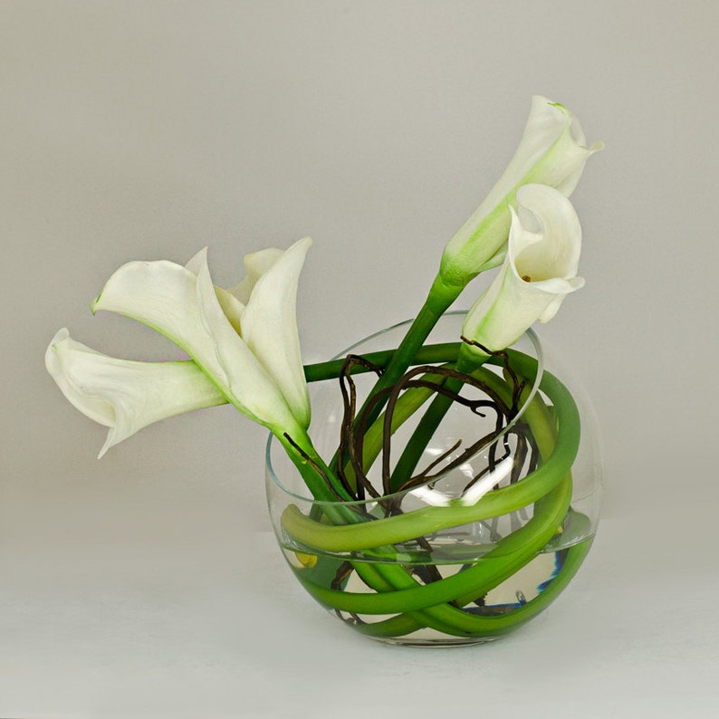 Calla Lily Arrangement-White Real Touch Flower Arrangement-Real Touch Calla Lily Centerpiece-White Faux Calla Lilies Flower Arrangement image 1