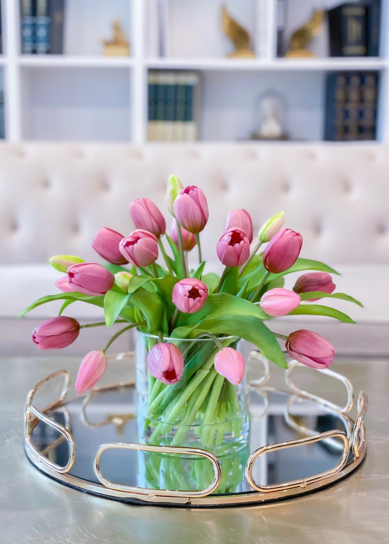 Faux Tulip Centerpiecereal Touch Purple Tulips Etsy